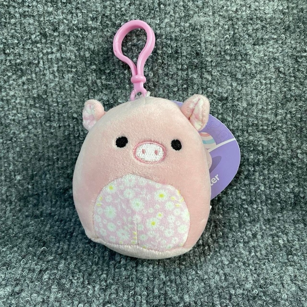 SQUISHMALLOWS PINK FLORAL EASTER PETER PIG CLIP ON STUFFED TOY PLUSH